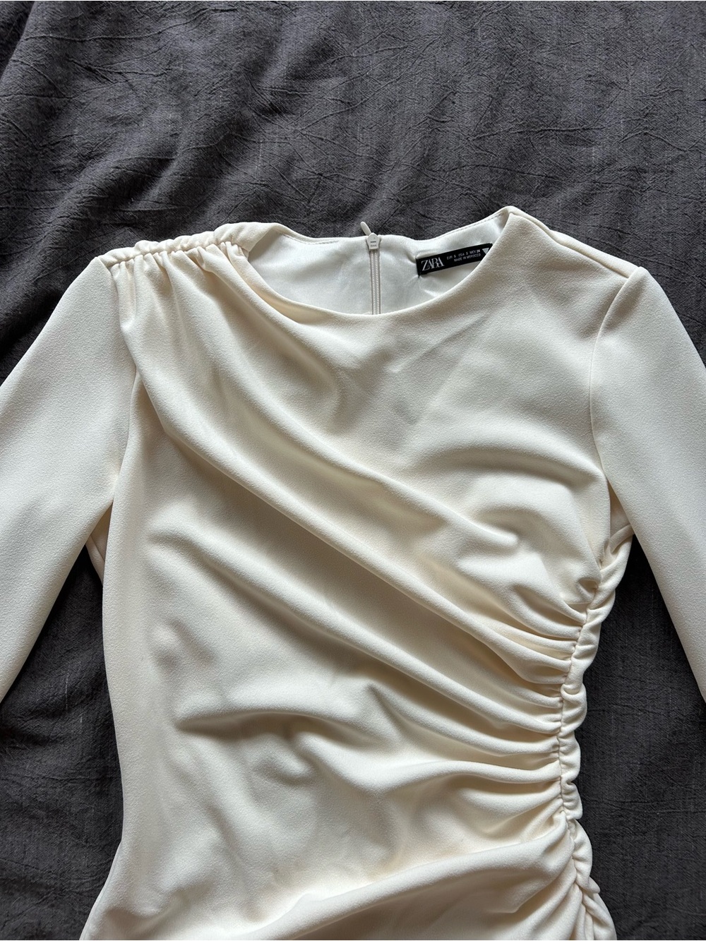 Zara long sleeve ruched dress